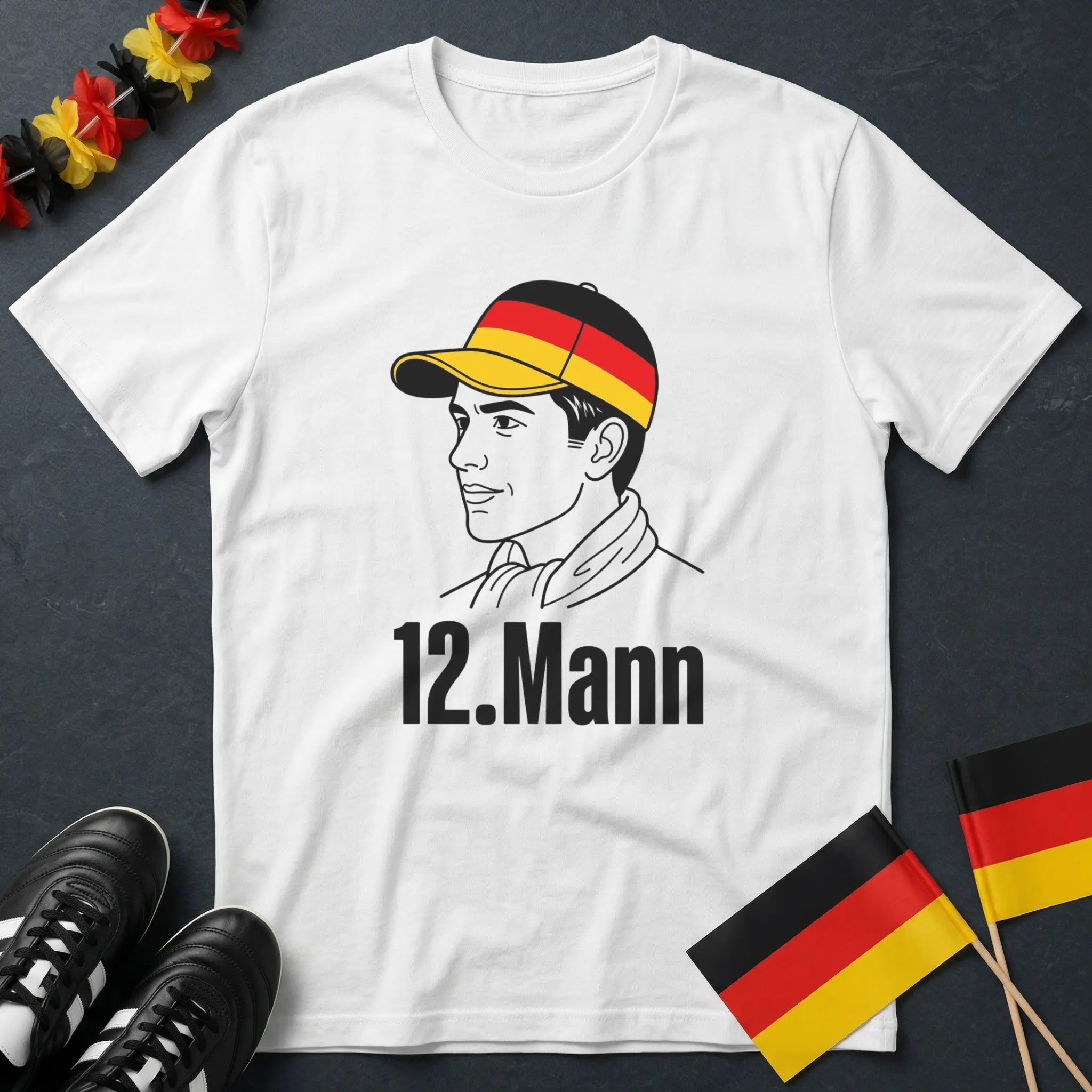 12. Mann Deutschland Fan mit Kappe WM T-Shirt