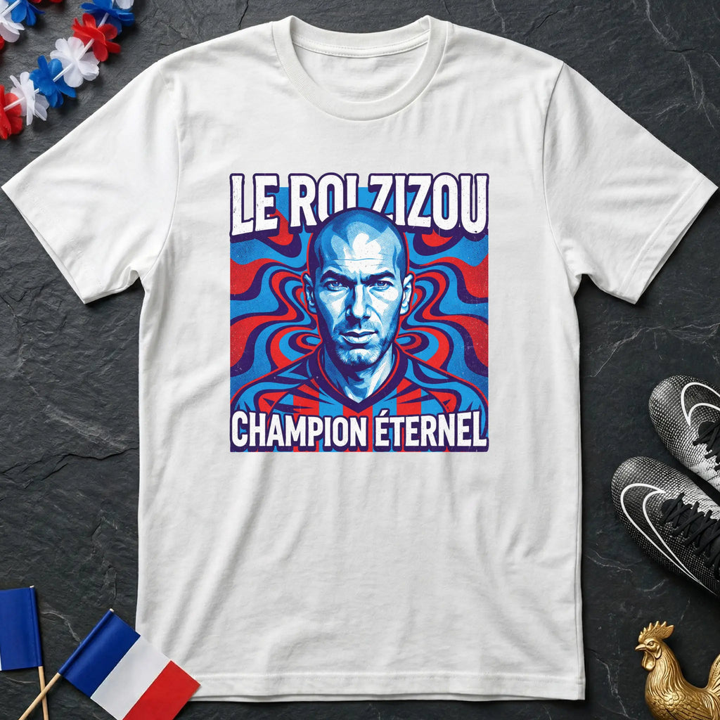 Le Roi Zizou Champion Éternel Zidane Portrait T-Shirt Coupe du Monde