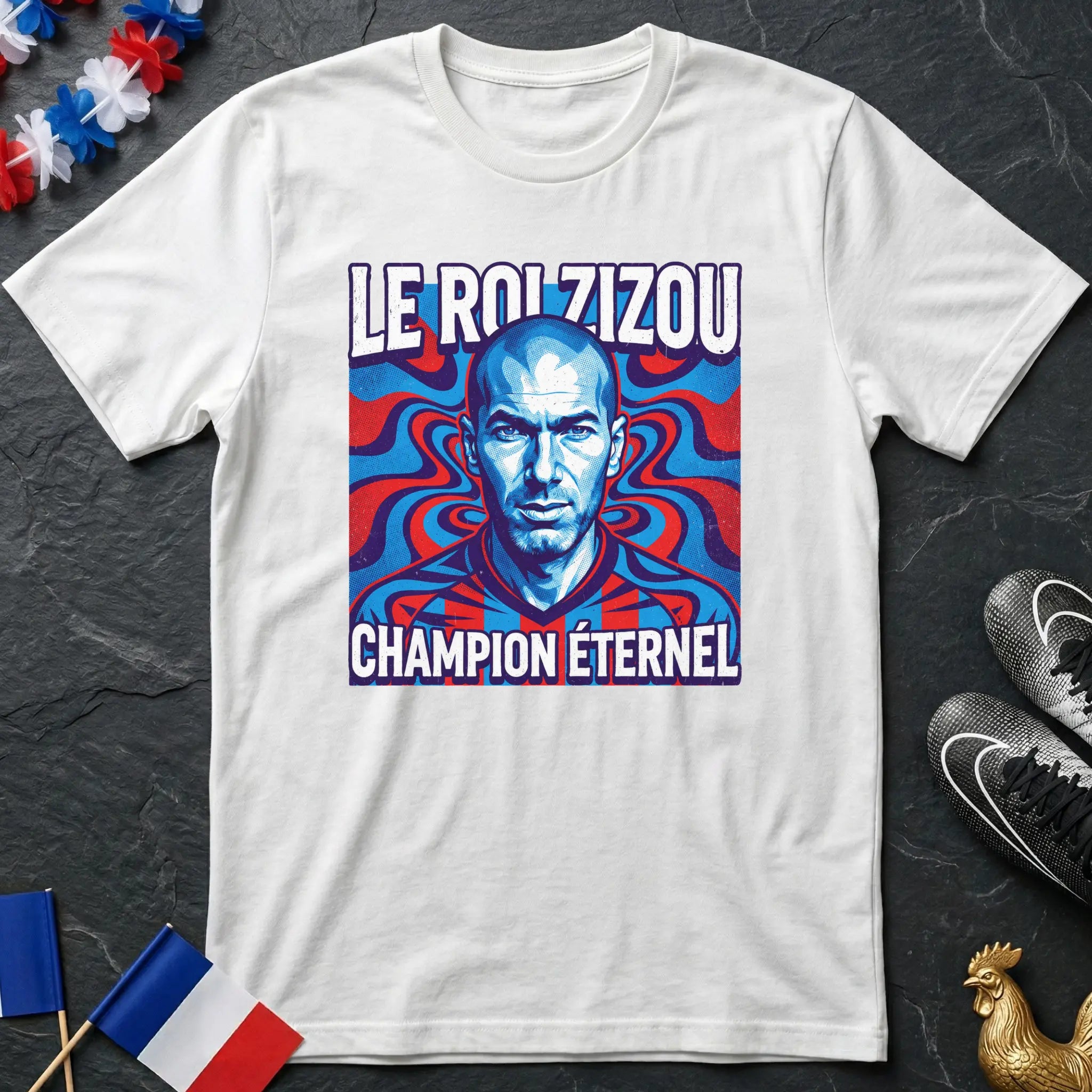 Le Roi Zizou Champion Éternel Zidane Portrait T-Shirt Coupe du Monde