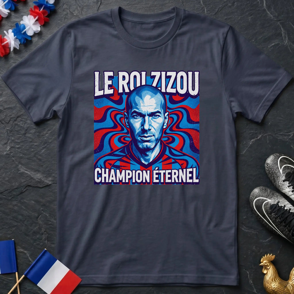 Le Roi Zizou Champion Éternel Zidane Portrait T-Shirt Coupe du Monde