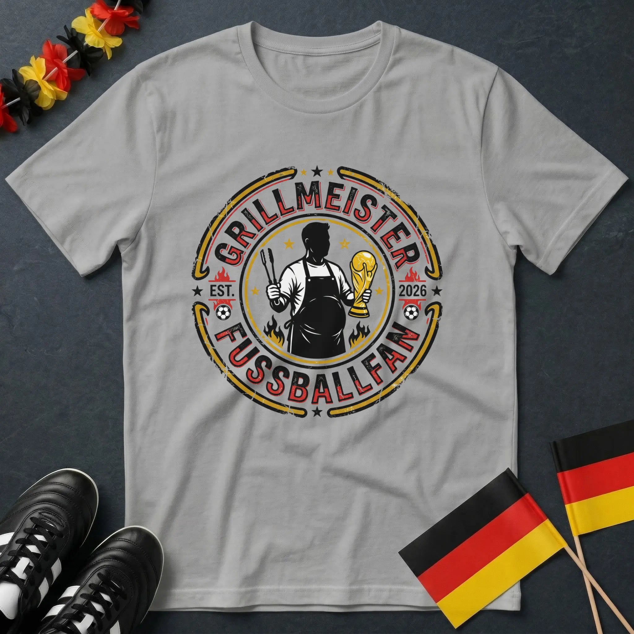 Grillmeister Fußballfan Retro Stempel WM T-Shirt