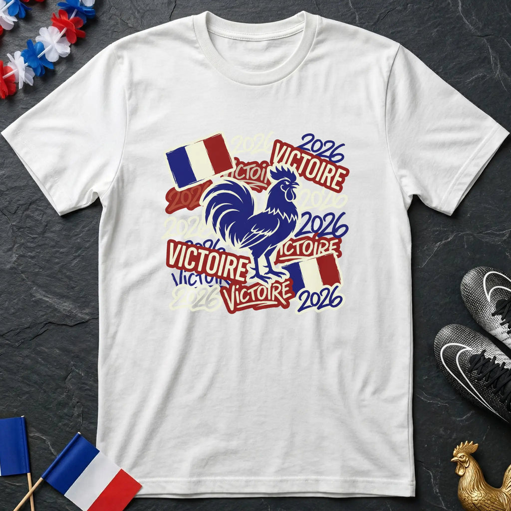 France 2026 Victoire Coq Gaulois Drapeau Sticker Bomb T-Shirt Coupe du Monde