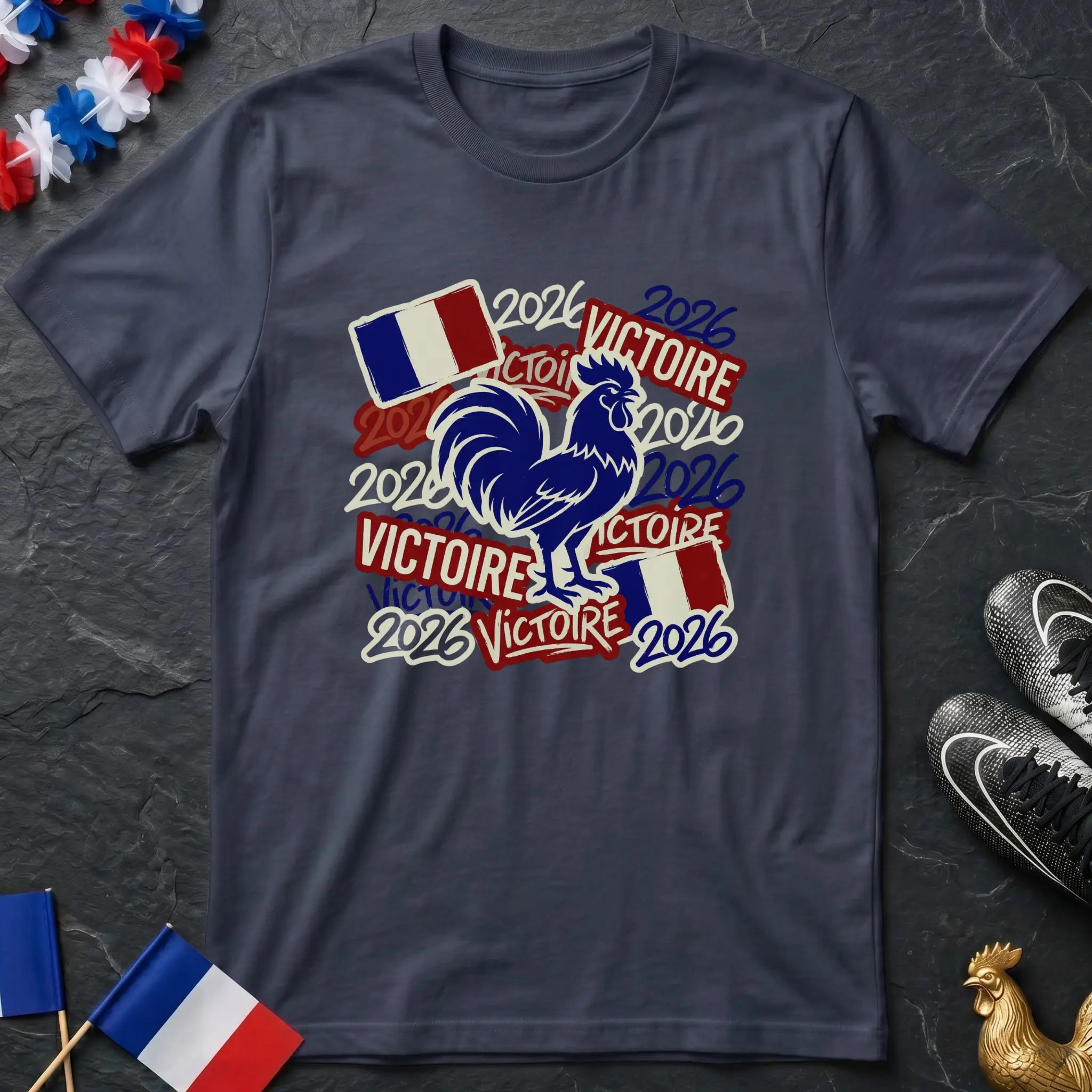 France 2026 Victoire Coq Gaulois Drapeau Sticker Bomb T-Shirt Coupe du Monde